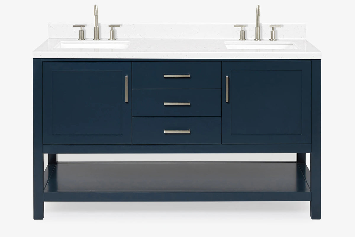 Ariel bayhill 60-61 in. double oval sink vanity with (0.75,1.5) countertop