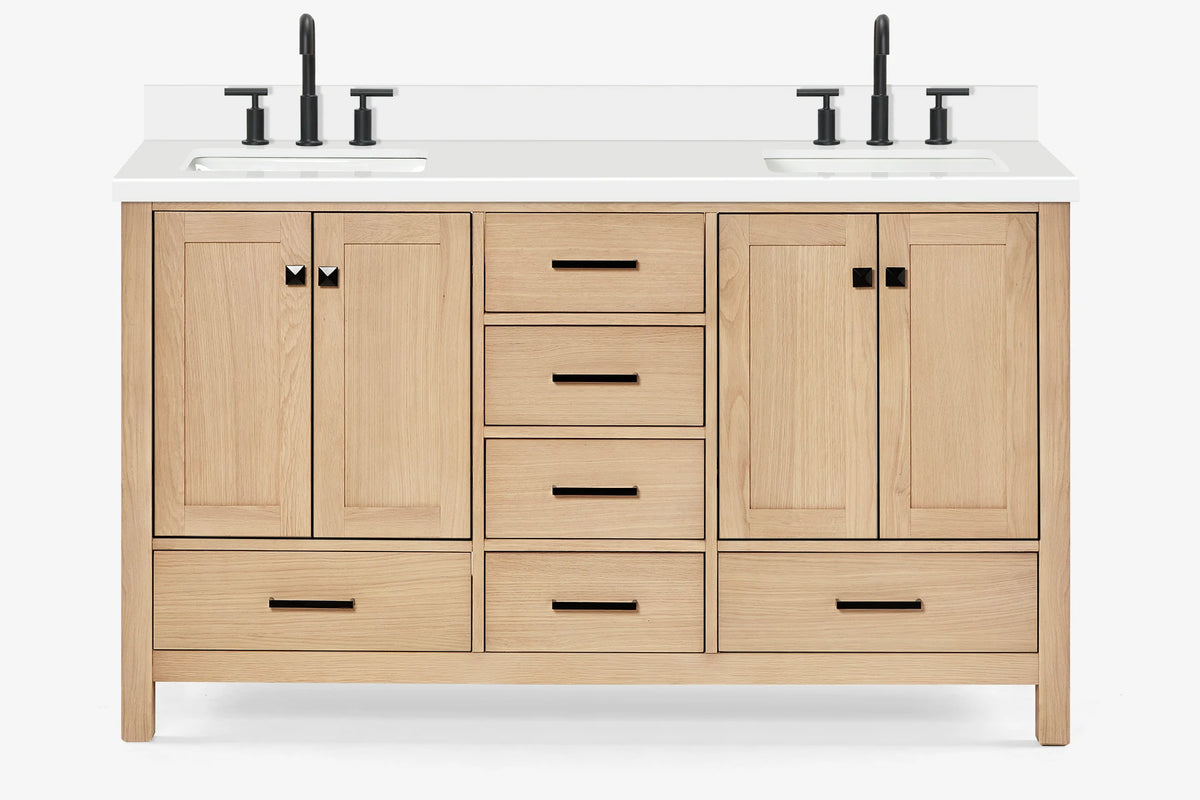 Ariel cambridge( 60 in , 61 in ) double rectangle sink vanity with Marble (0.75 in, 1.5 in, 2 in) countertop