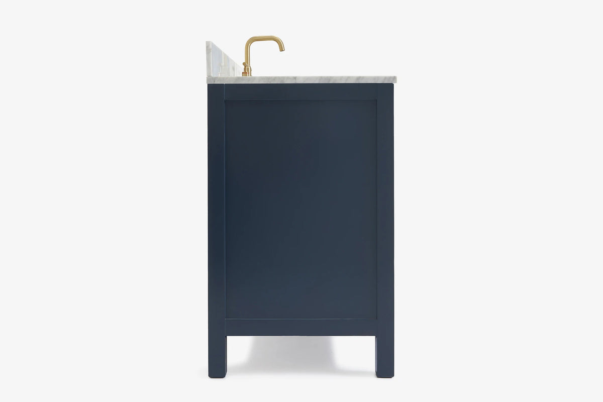 Ariel cambridge (43" & 42") right offset oval single sink vanity with marble (0.75", 1.5" & 2") countertop.
