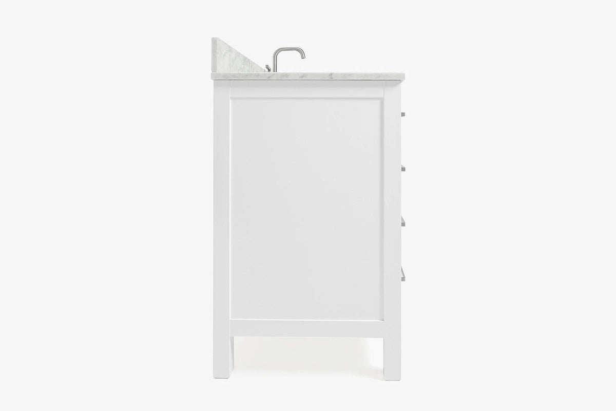 Ariel cambridge (43" & 42") right offset oval single sink vanity with marble (0.75", 1.5" & 2") countertop.