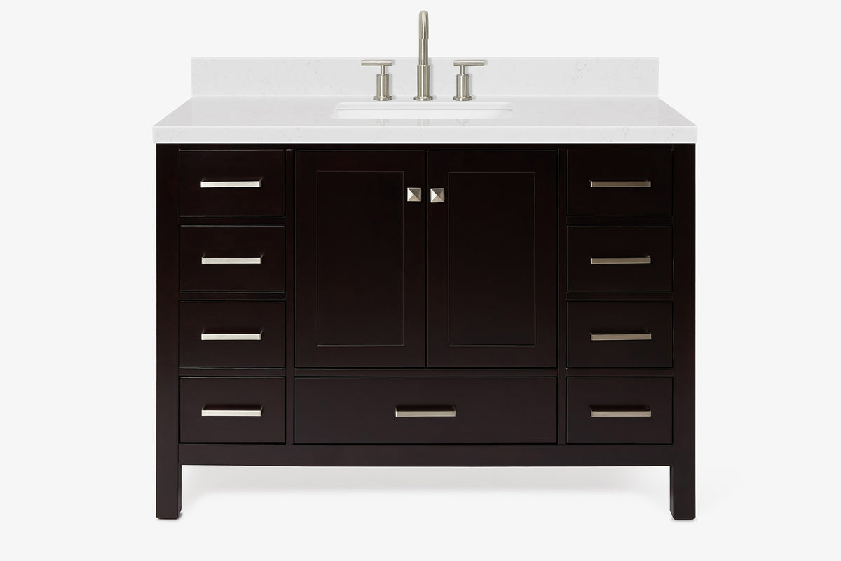 Ariel cambridge( 48"& 49") single rectangle sink Bathroom vanity with carrara marble (0.75 in, 1.5 in, 2 in) countertop