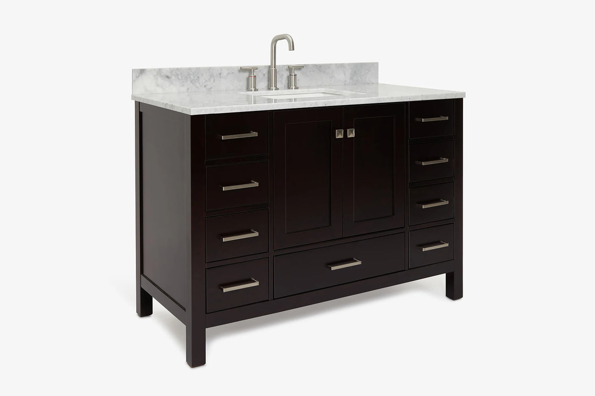 Ariel cambridge( 48"& 49") single rectangle sink Bathroom vanity with carrara marble (0.75 in, 1.5 in, 2 in) countertop