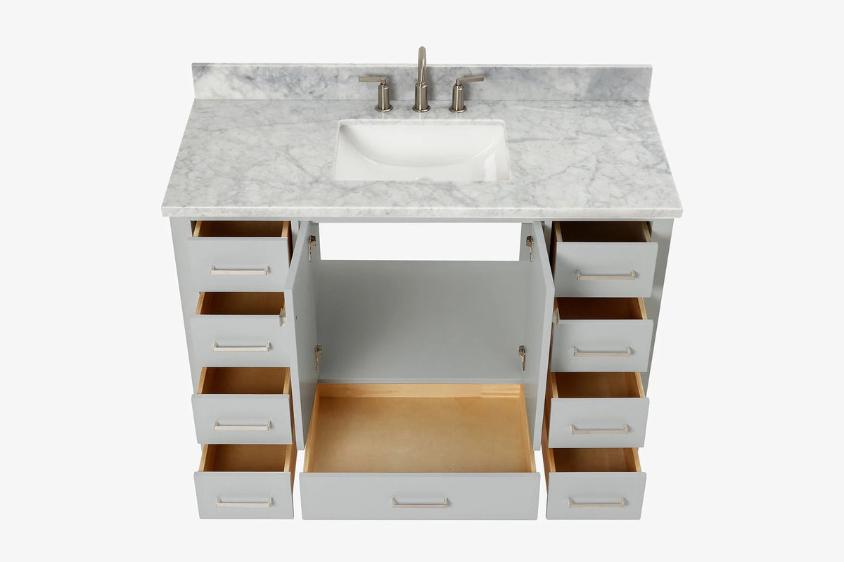 Ariel cambridge( 48"& 49") single rectangle sink Bathroom vanity with carrara marble (0.75 in, 1.5 in, 2 in) countertop