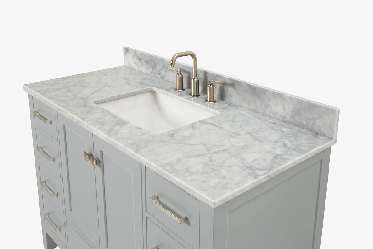 Ariel cambridge( 48"& 49") single rectangle sink Bathroom vanity with carrara marble (0.75 in, 1.5 in, 2 in) countertop