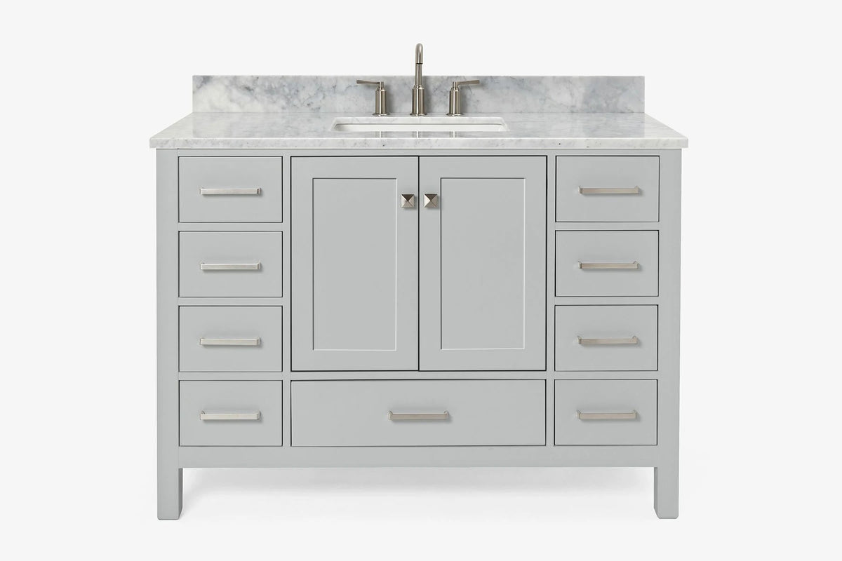 Ariel cambridge( 48"& 49") single rectangle sink Bathroom vanity with carrara marble (0.75 in, 1.5 in, 2 in) countertop