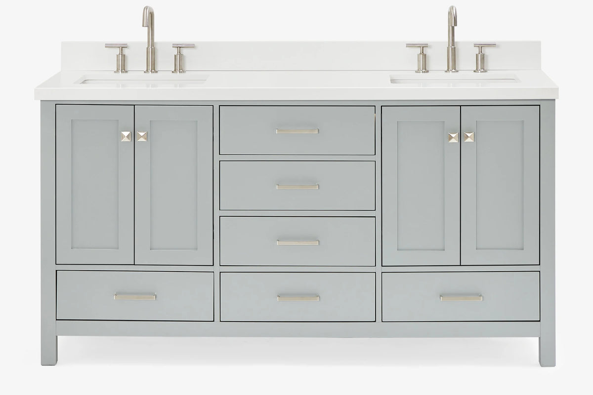 Ariel cambridge 66-67 inch double rectangle sink vanity with marble countertop with (0.75,1.5)in edge