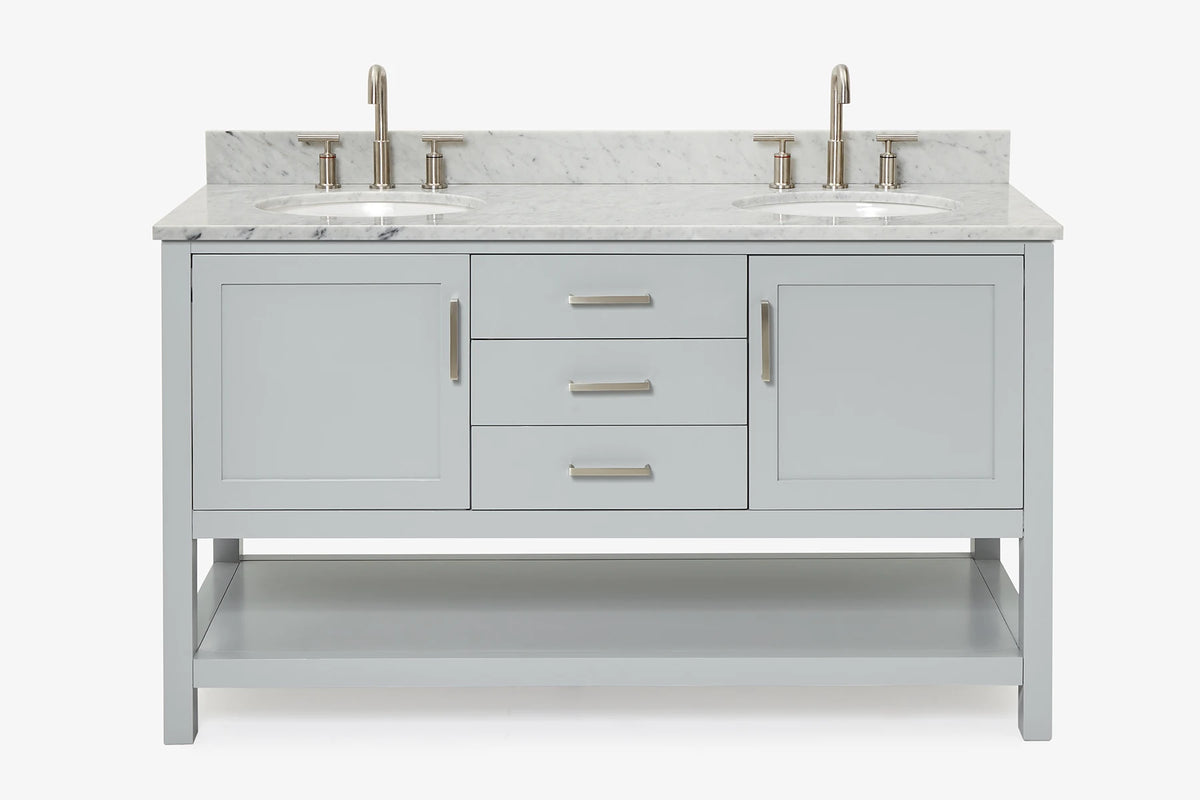 Ariel bayhill 60-61 in. double oval sink vanity with (0.75,1.5) countertop