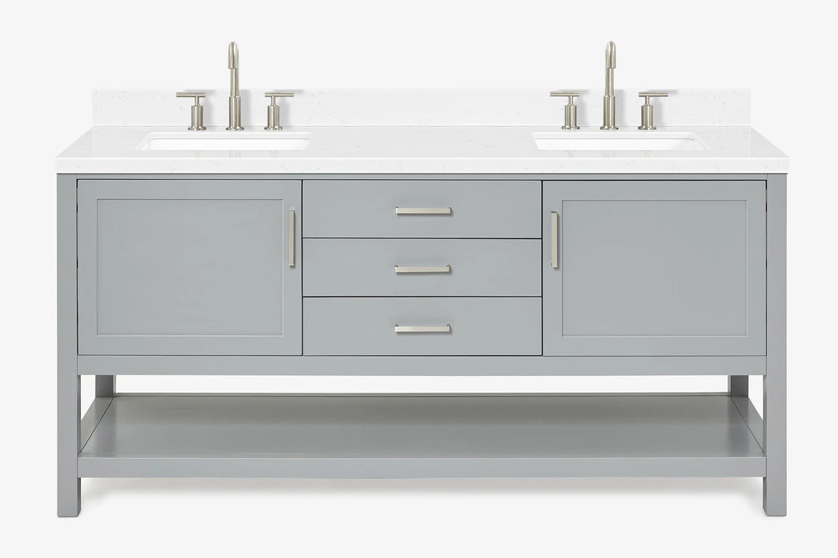 Ariel bayhill 72-73 in. double rectangle sink vanity with (0.75,1.5) countertop