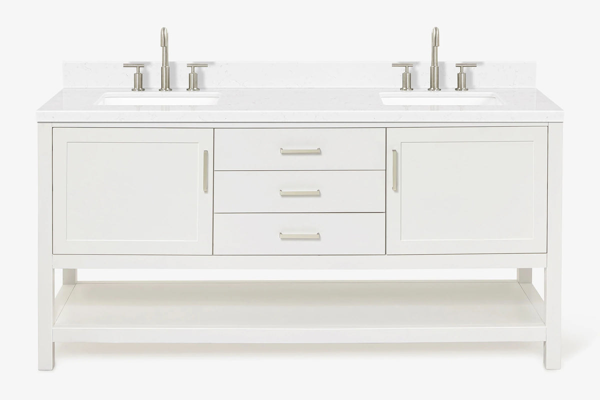 Ariel bayhill 72-73 in. double rectangle sink vanity with (0.75,1.5) countertop