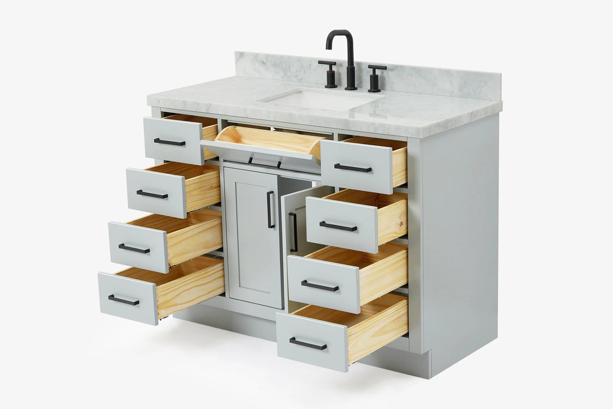 Ariel hepburn 48-49 in. rectangle sink bathroom vanity with countertop 0.75-1.5 edge