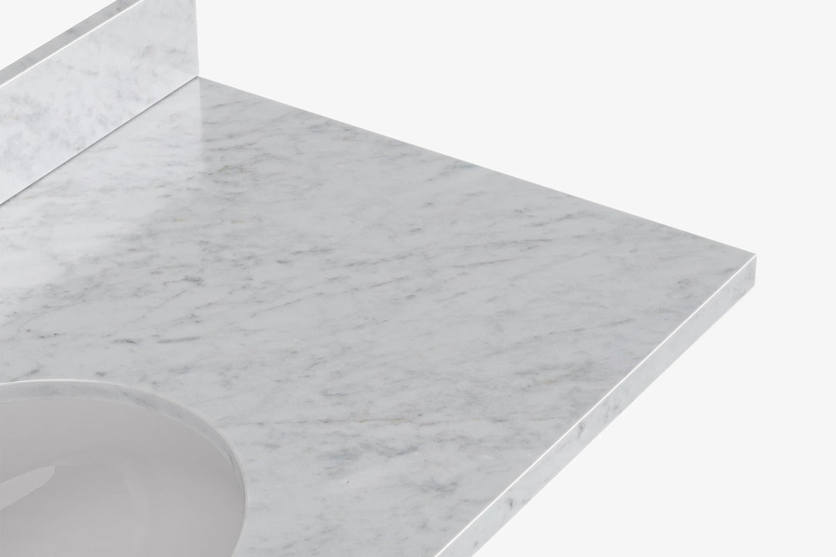 Ariel cambridge (43" & 42") right offset oval single sink vanity with marble (0.75", 1.5" & 2") countertop.