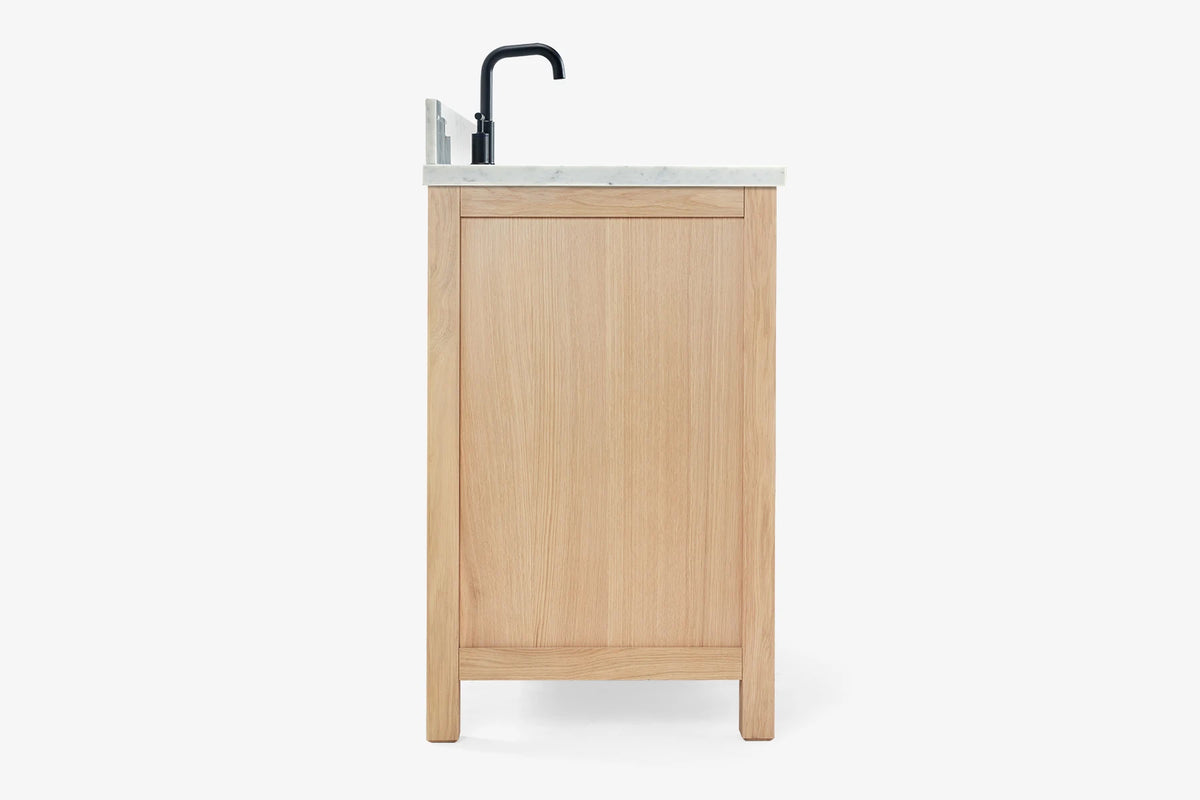 Ariel cambridge (43" & 42") right offset oval single sink vanity with marble (0.75", 1.5" & 2") countertop.