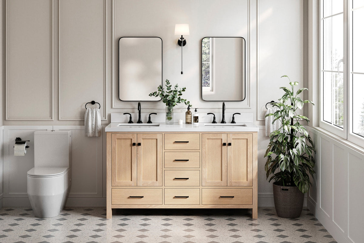 Ariel cambridge( 60 in , 61 in ) double rectangle sink vanity with Marble (0.75 in, 1.5 in, 2 in) countertop