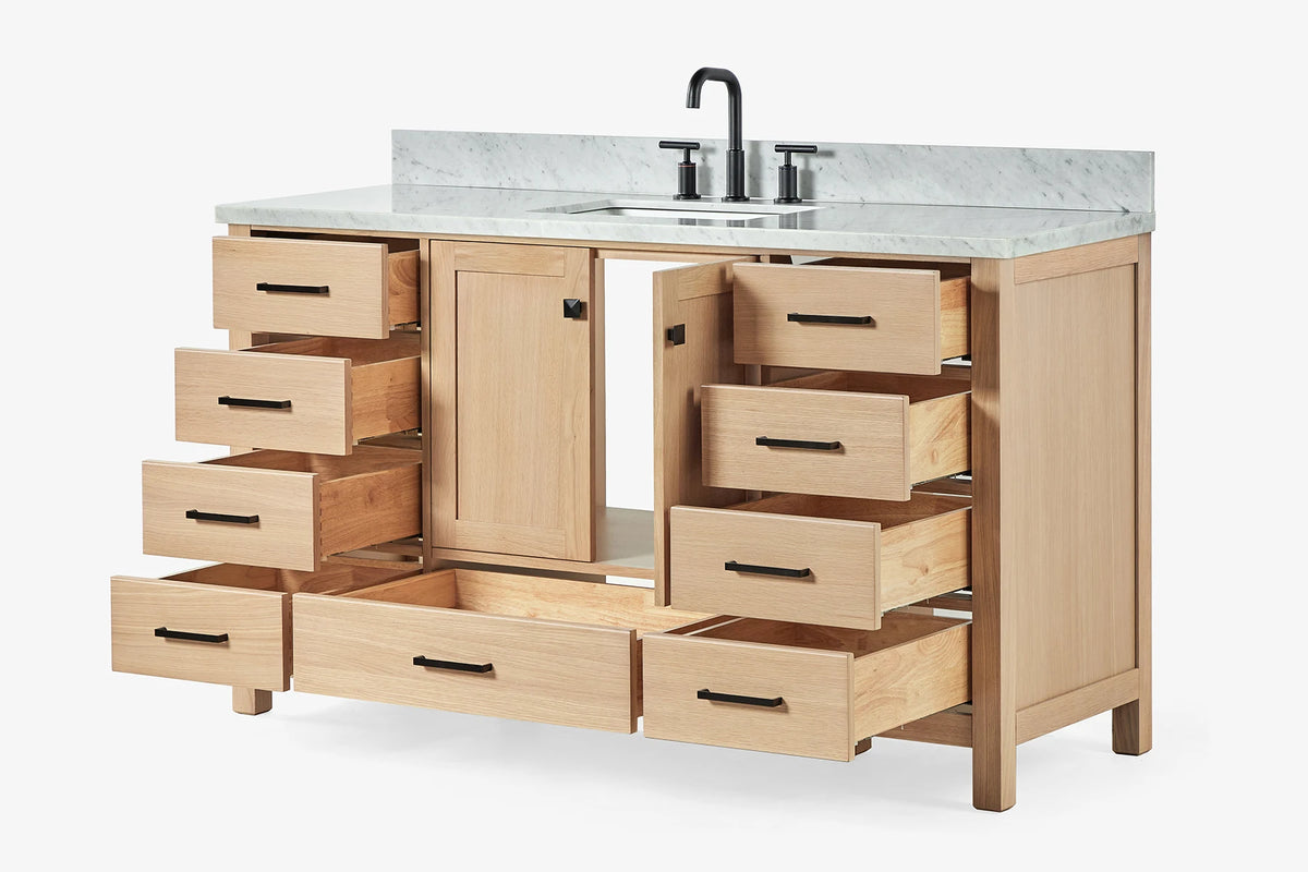 Ariel cambridge 60-61 in. single rectangle sink vanity with (0.75, 1.5, 2) in countertop