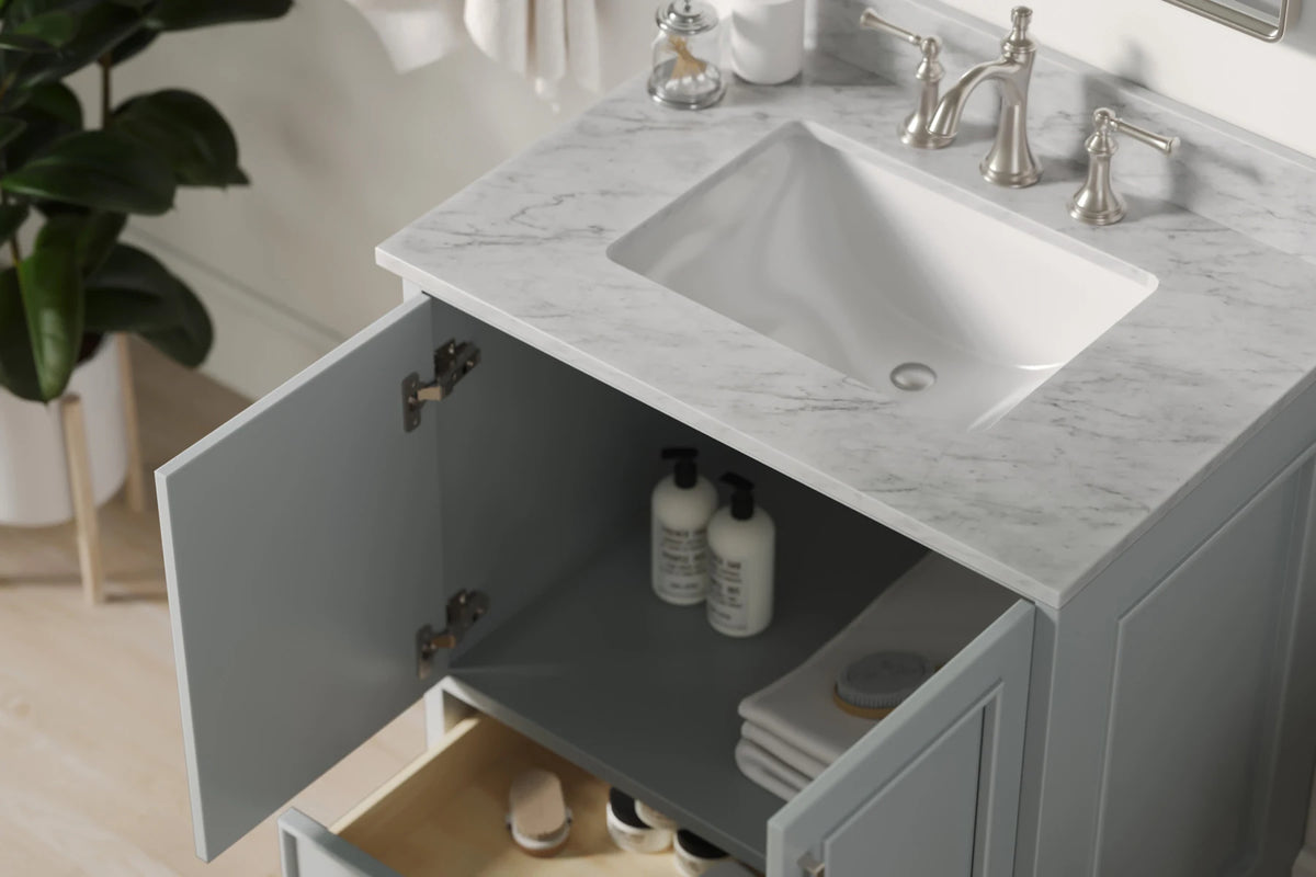 Ariel taylor (48"& 49") single rectangle sink vanity with marble (0.75" & 1.5") countertop.