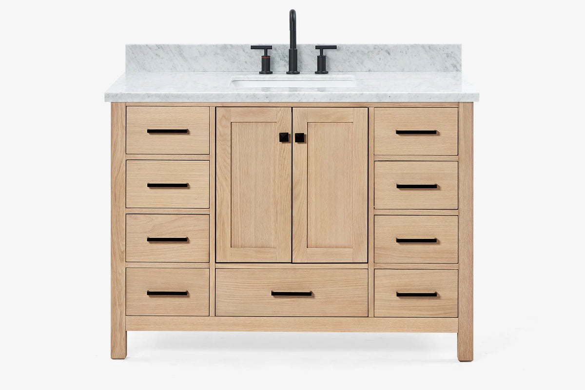 Ariel cambridge( 48"& 49") single rectangle sink Bathroom vanity with carrara marble (0.75 in, 1.5 in, 2 in) countertop