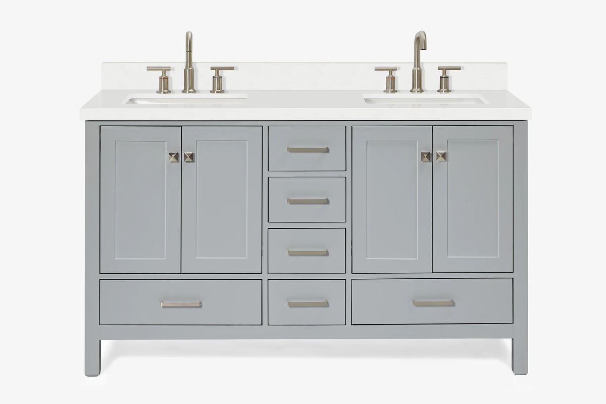 Ariel cambridge( 60 in , 61 in ) double rectangle sink vanity with Marble (0.75 in, 1.5 in, 2 in) countertop