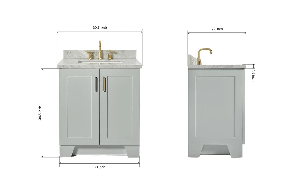 Ariel taylor (30"& 31") rectangle sink vanity with marble countertop.