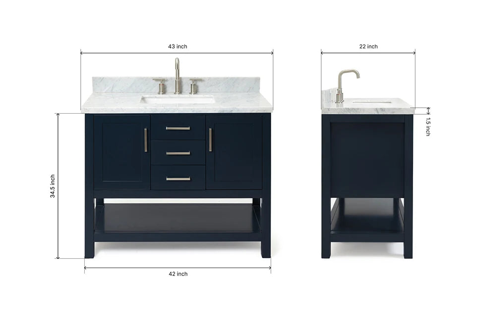 Ariel bayhill 42-43 in. rectangle sink vanity with (0.75 ,1.5) countertop