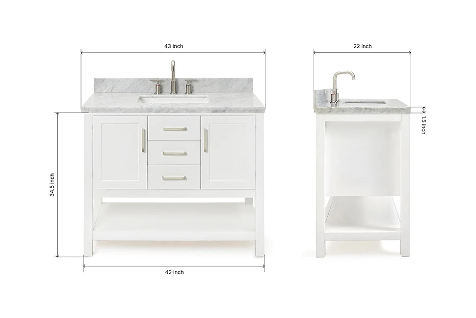 Ariel bayhill 42-43 in. rectangle sink vanity with (0.75 ,1.5) countertop