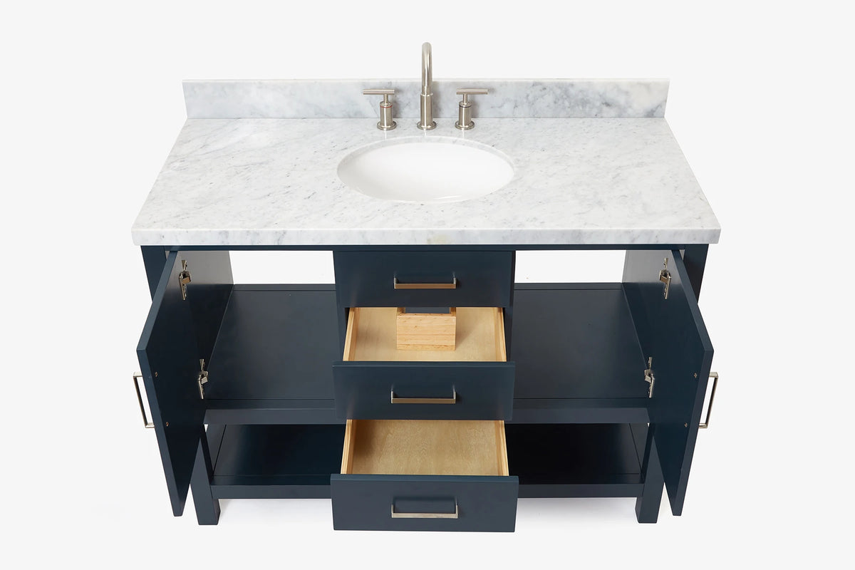 Ariel bayhill 48-49 in. oval sink vanity with (0.75,1.5) countertop