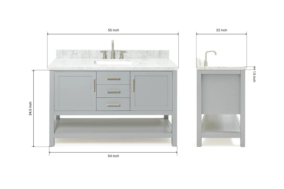 Ariel bayhill 54-55 in. rectangle sink vanity with (0.75,1.5) countertop