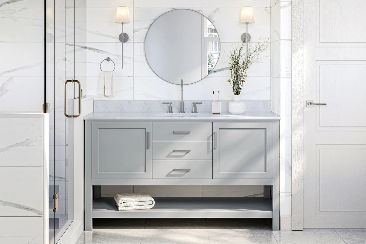 Ariel bayhill 60-61 in. oval sink vanity with (0.75,1.5) countertop