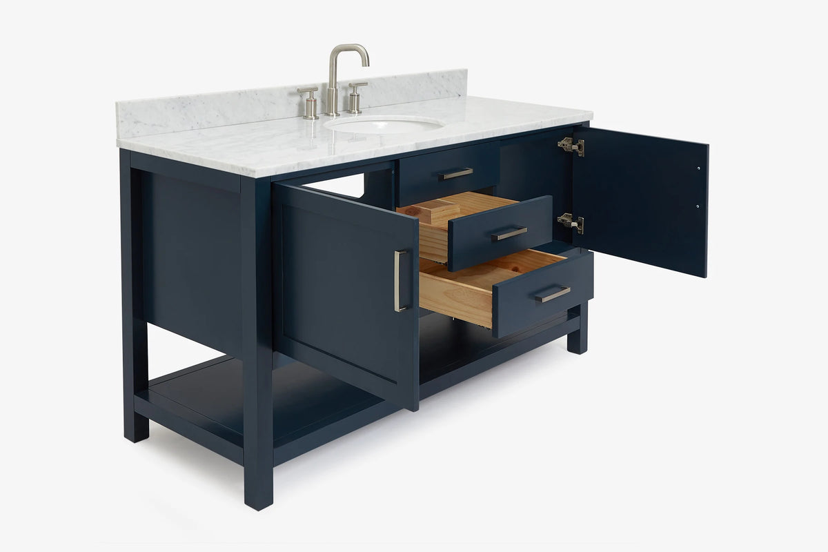 Ariel bayhill 60-61 in. oval sink vanity with (0.75,1.5) countertop