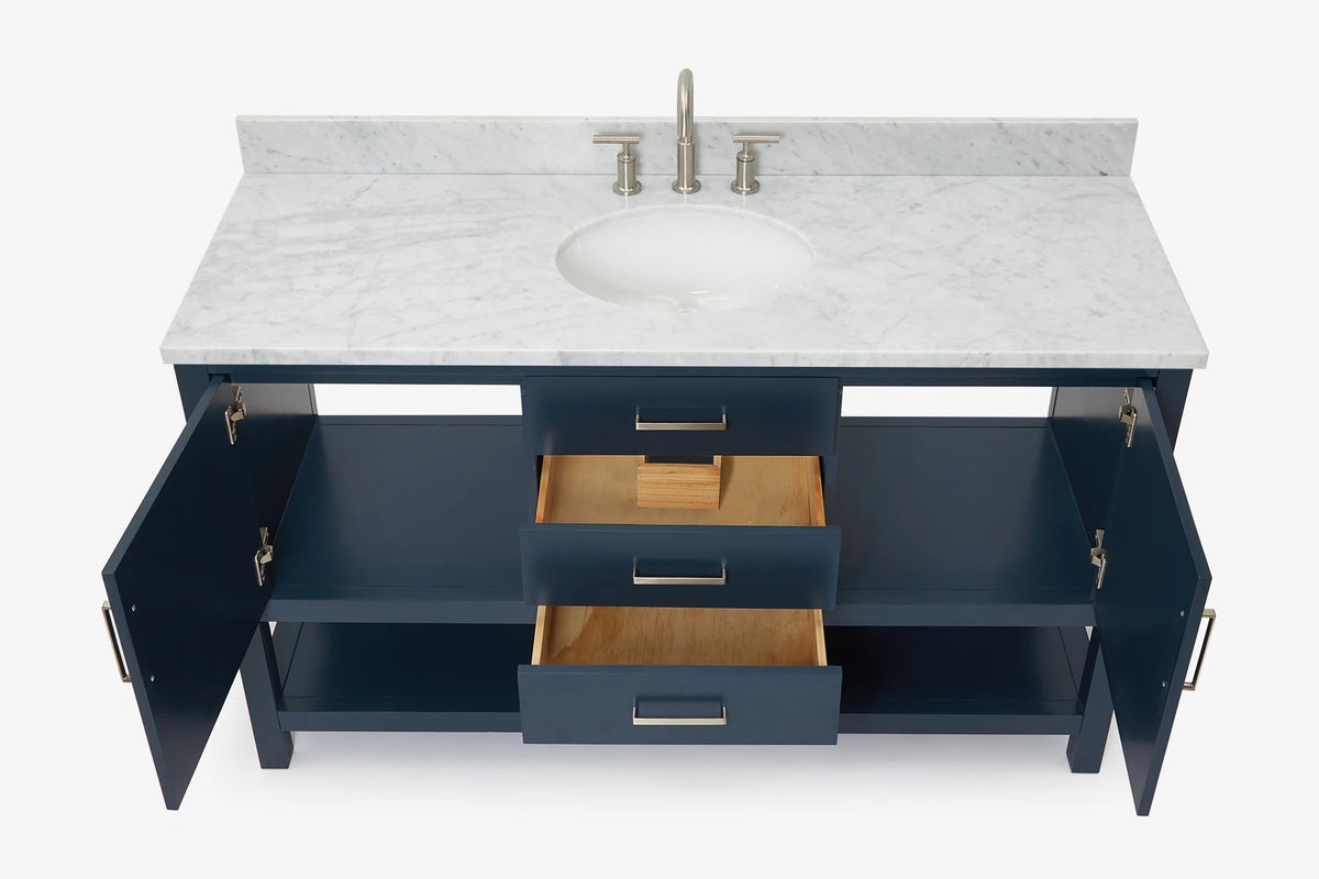 Ariel bayhill 60-61 in. oval sink vanity with (0.75,1.5) countertop