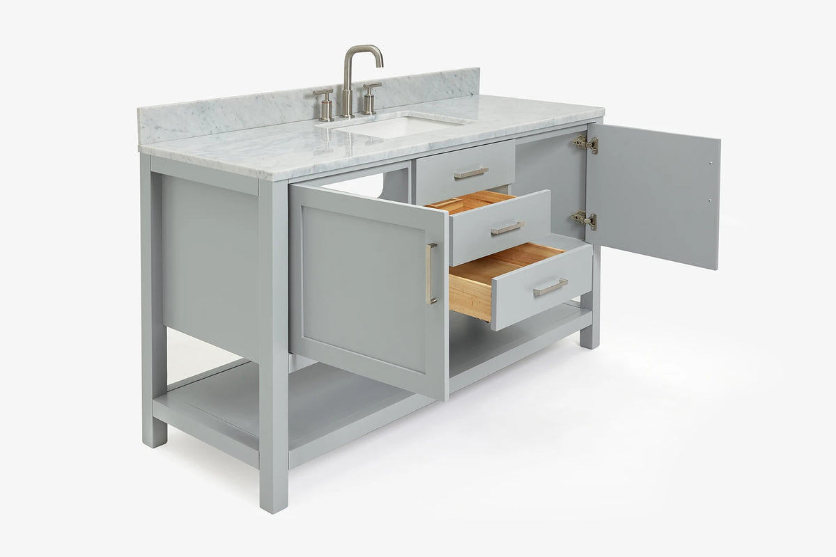 Ariel bayhill 60-61 in. rectangle sink vanity with (0.75,1.5) countertop
