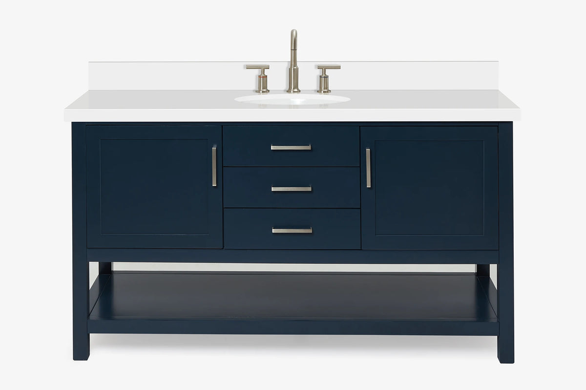 Ariel bayhill 60-61 in. oval sink vanity with (0.75,1.5) countertop