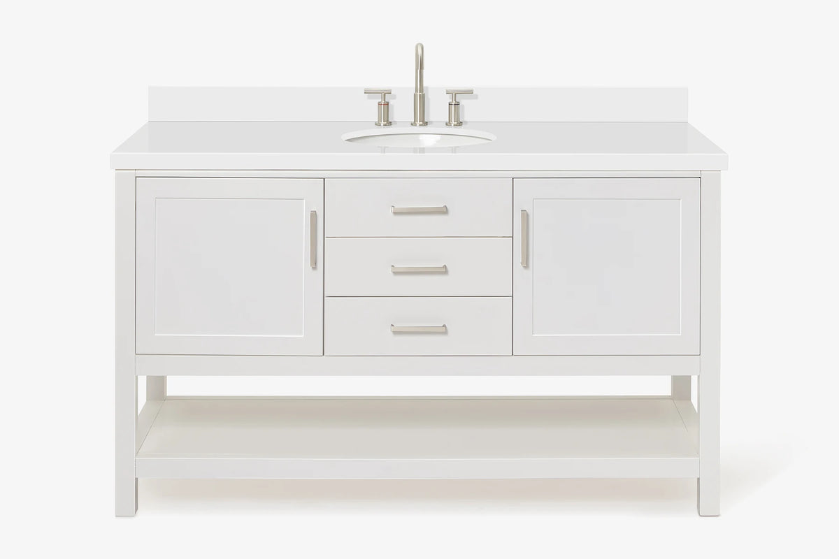 Ariel bayhill 60-61 in. oval sink vanity with (0.75,1.5) countertop
