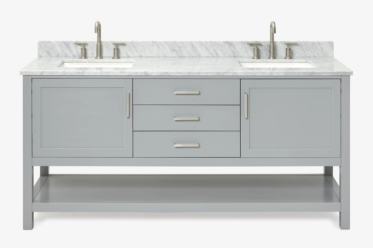 Ariel bayhill 72-73 in. double rectangle sink vanity with (0.75,1.5) countertop