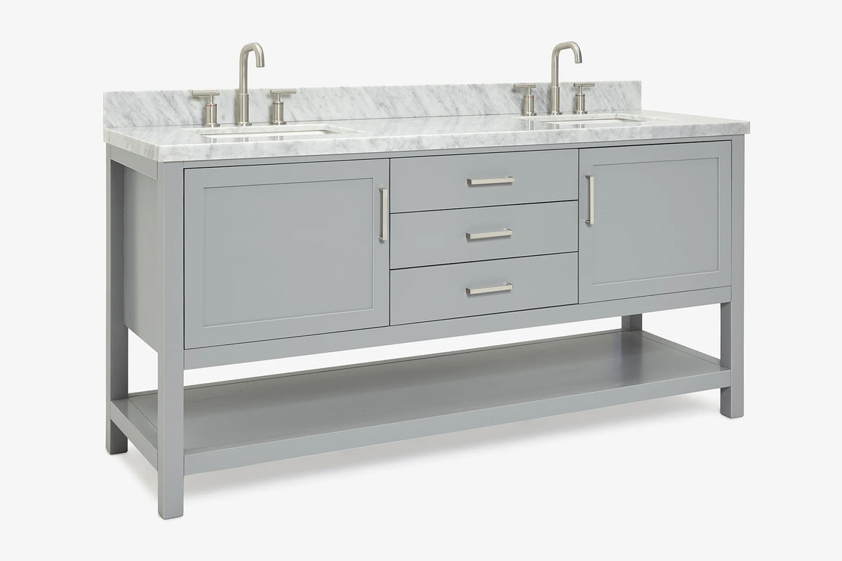Ariel bayhill 72-73 in. double rectangle sink vanity with (0.75,1.5) countertop