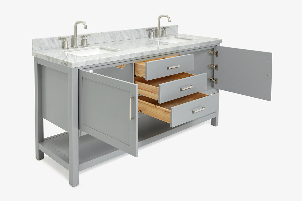 Ariel bayhill 72-73 in. double rectangle sink vanity with (0.75,1.5) countertop
