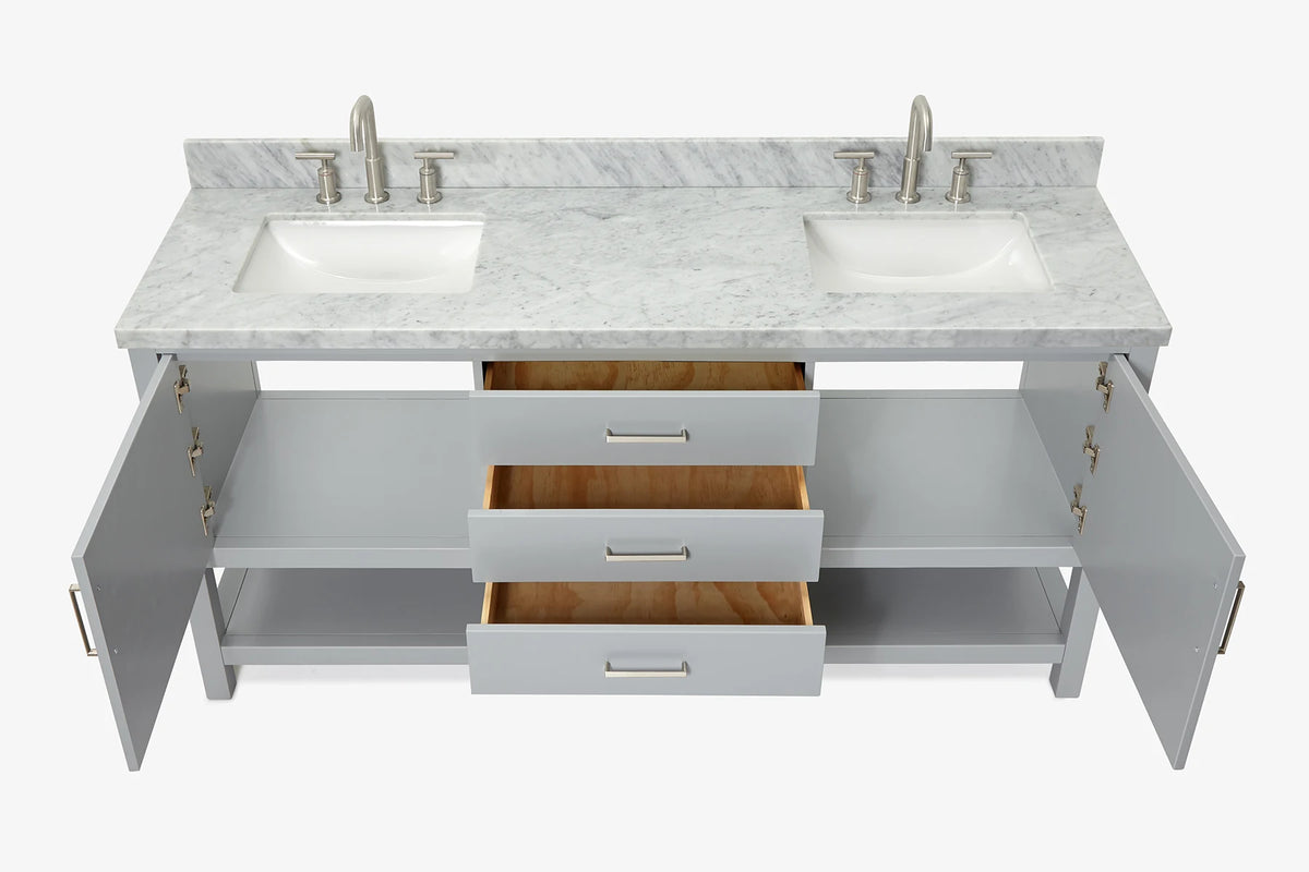 Ariel bayhill 72-73 in. double rectangle sink vanity with (0.75,1.5) countertop