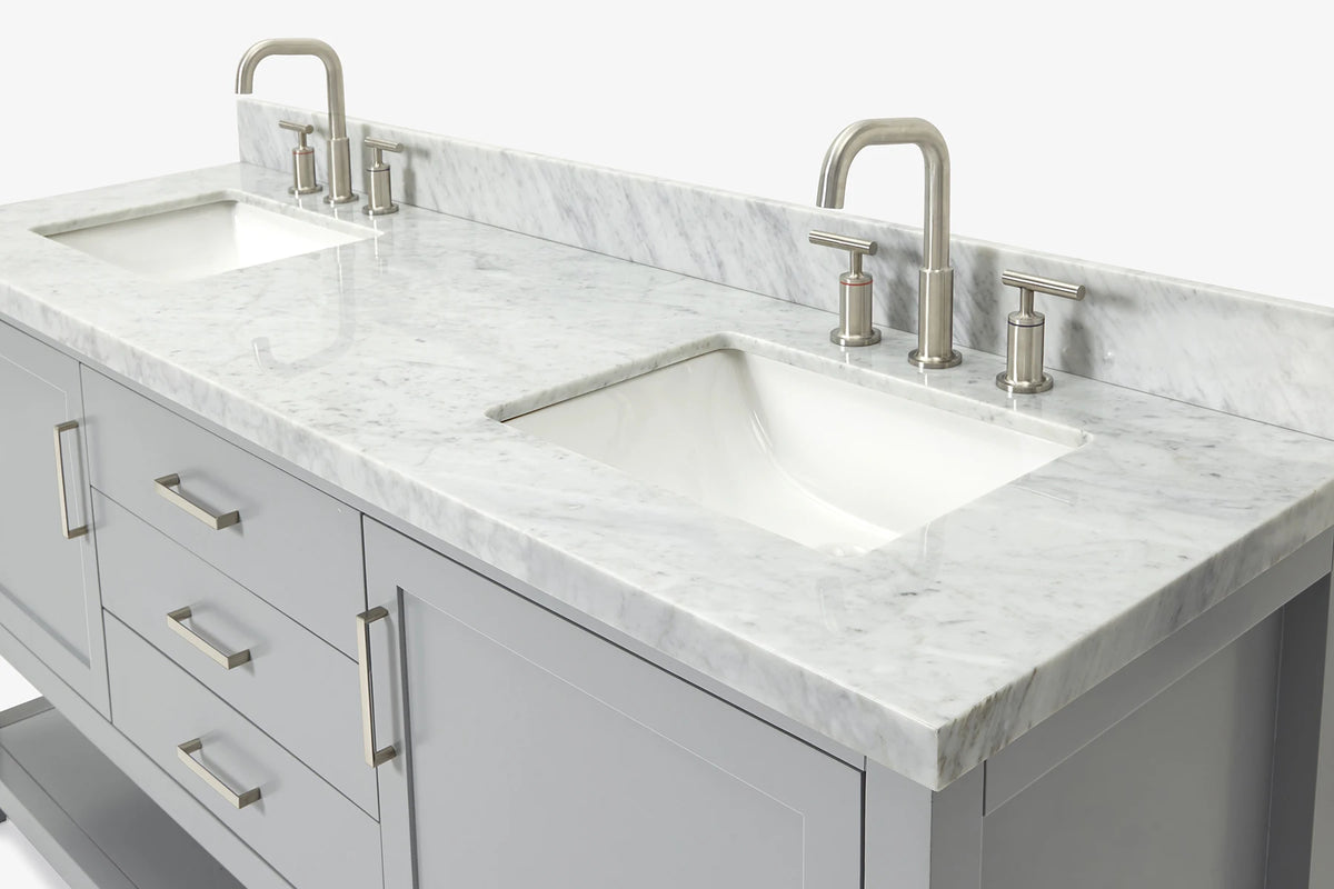Ariel bayhill 72-73 in. double rectangle sink vanity with (0.75,1.5) countertop