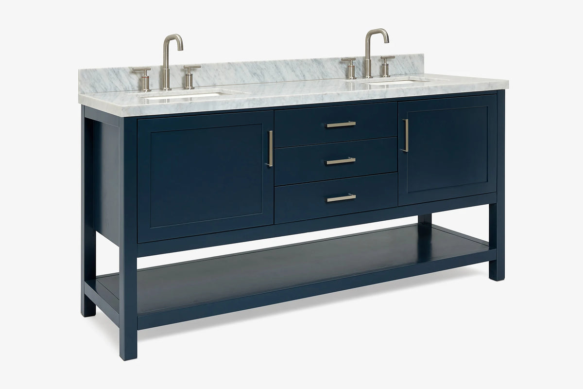 Ariel bayhill 72-73 in. double rectangle sink vanity with (0.75,1.5) countertop