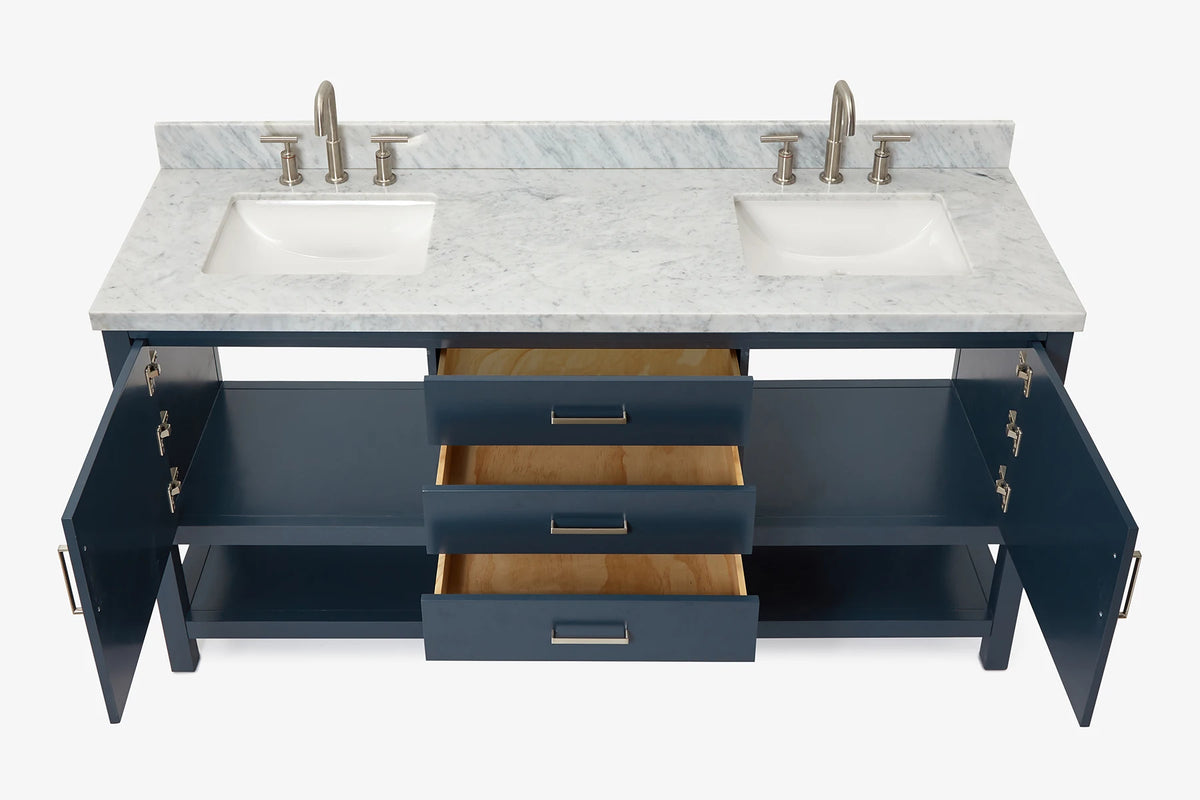 Ariel bayhill 72-73 in. double rectangle sink vanity with (0.75,1.5) countertop