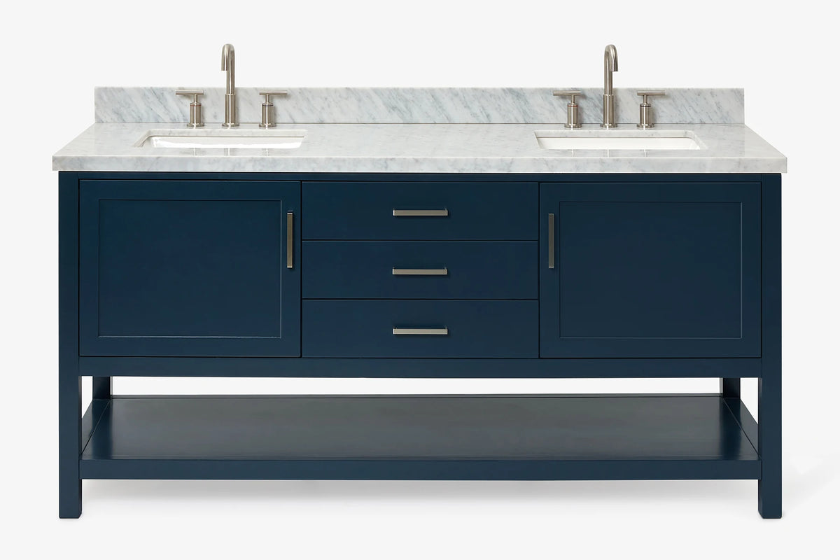Ariel bayhill 72-73 in. double rectangle sink vanity with (0.75,1.5) countertop