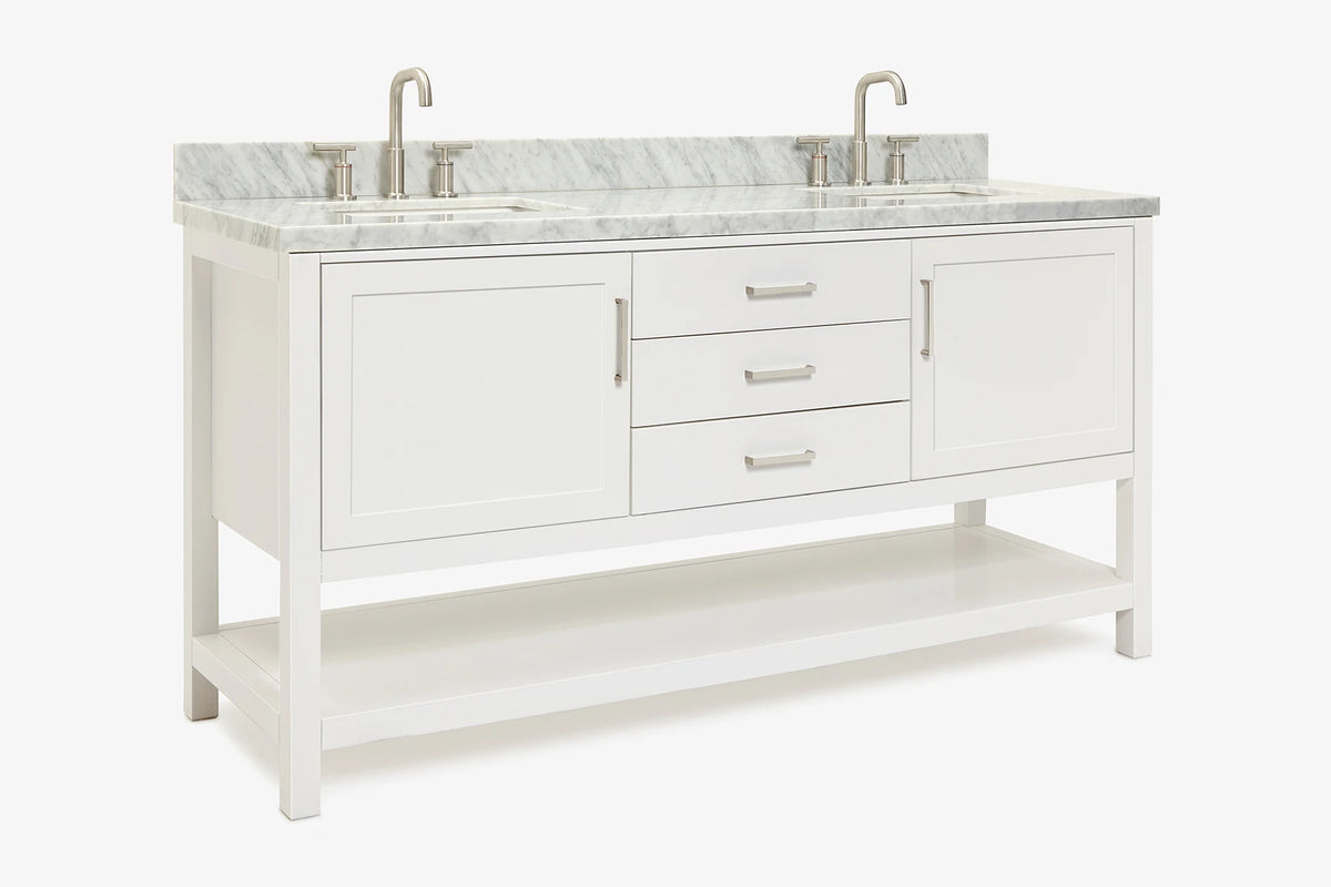 Ariel bayhill 72-73 in. double rectangle sink vanity with (0.75,1.5) countertop
