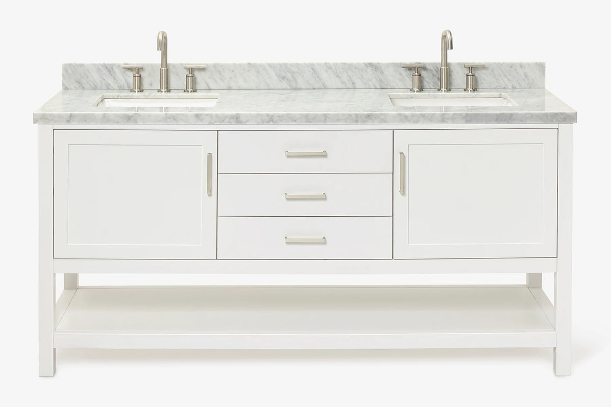 Ariel bayhill 72-73 in. double rectangle sink vanity with (0.75,1.5) countertop