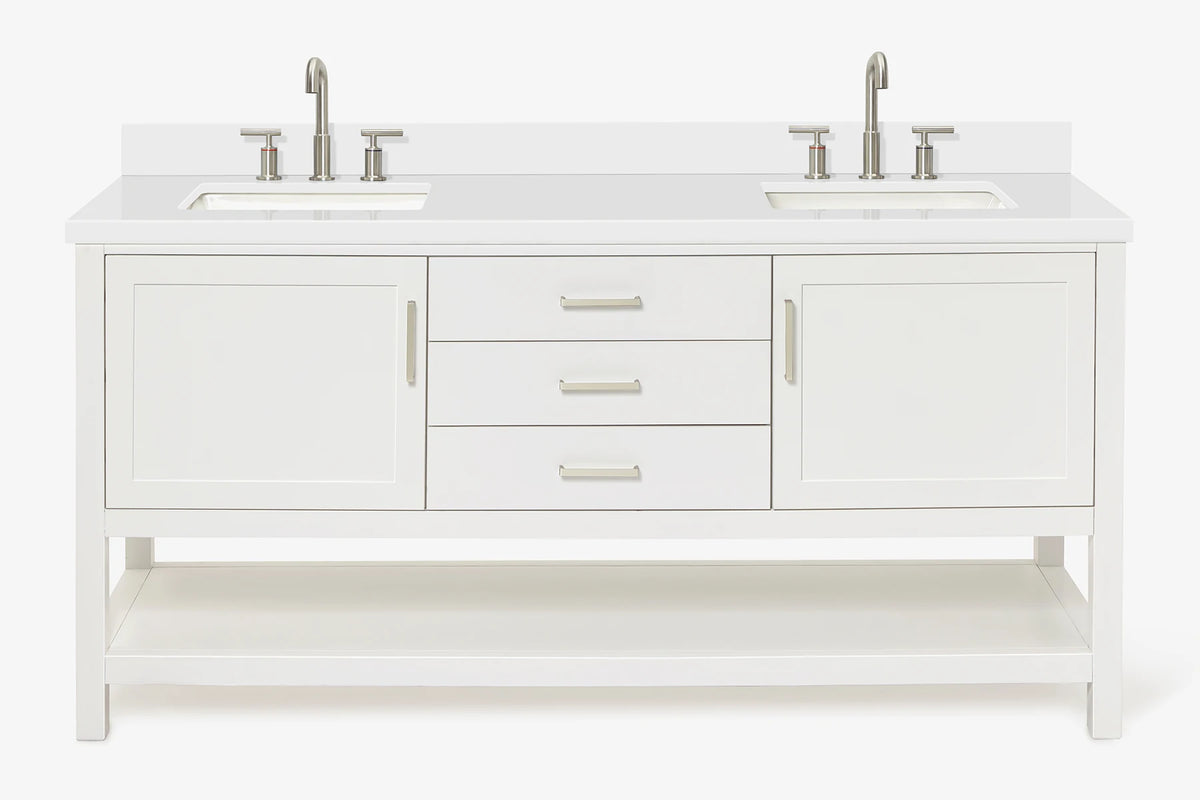 Ariel bayhill 72-73 in. double rectangle sink vanity with (0.75,1.5) countertop