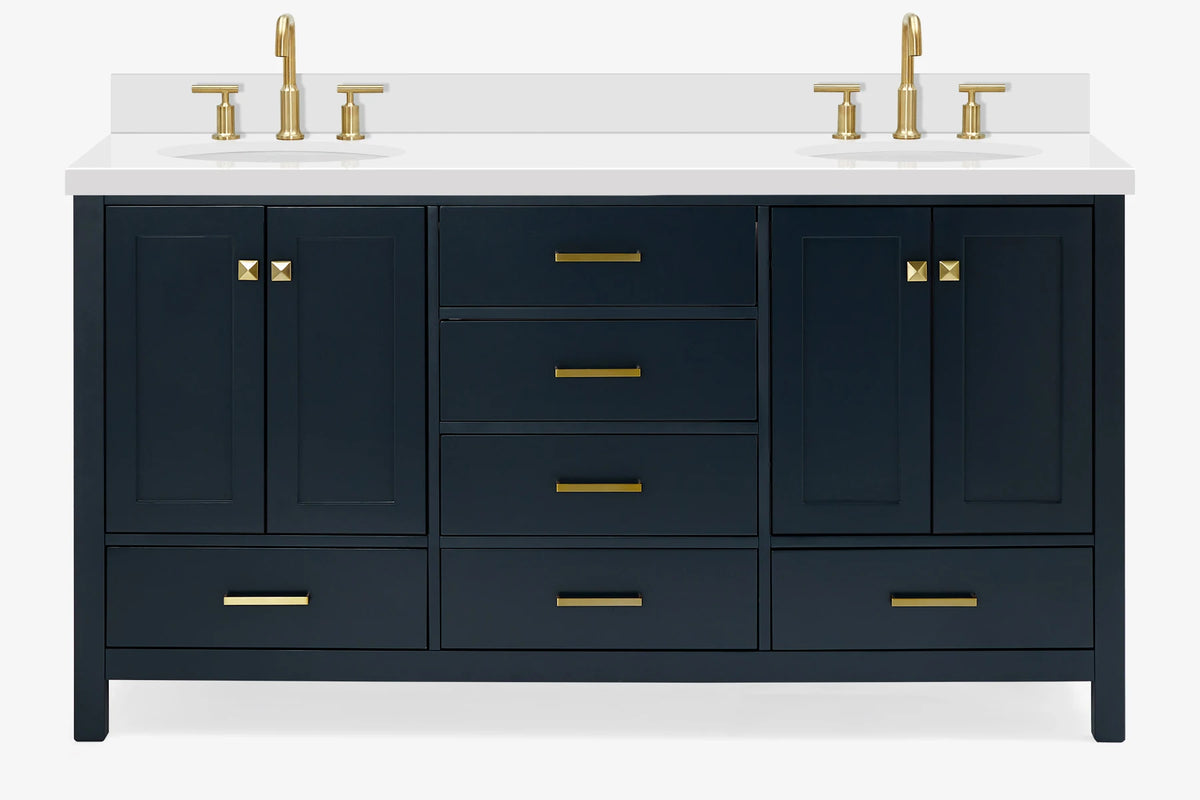 Ariel cambridge (66"&67") in double oval sink bathroom vanity with marble countertop (0.75" & 1.5").