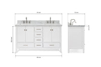 Ariel cambridge( 60 in , 61 in )  double rectangle sink vanity with Marble (0.75 in, 1.5 in, 2 in) countertop