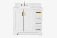 Ariel taylor (36"& 37") left offset single rectangle sink vanity with marble (0.75"& 1.5") countertop.