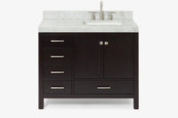 Ariel cambridge (43 inch, 42 inch) right offset single rectangular sink bathroom vanity with marble countertop (0.75 inch, 1.5 inch, 2 inch).