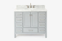 Ariel cambridge(42" & 43") single oval sink vanity with marble (0.75",1.5" & 2") in countertop