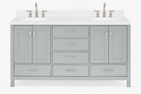Ariel cambridge (66"&67") in double oval sink bathroom vanity with marble countertop (0.75" & 1.5").