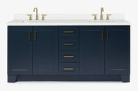 Ariel taylor (72"& 73") double rectangle sink vanity with marble (0.75" & 1.5") countertop.